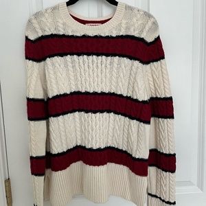 Brooks Brothers Women's Striped Wool-Cotton Cable-Knit Sweater